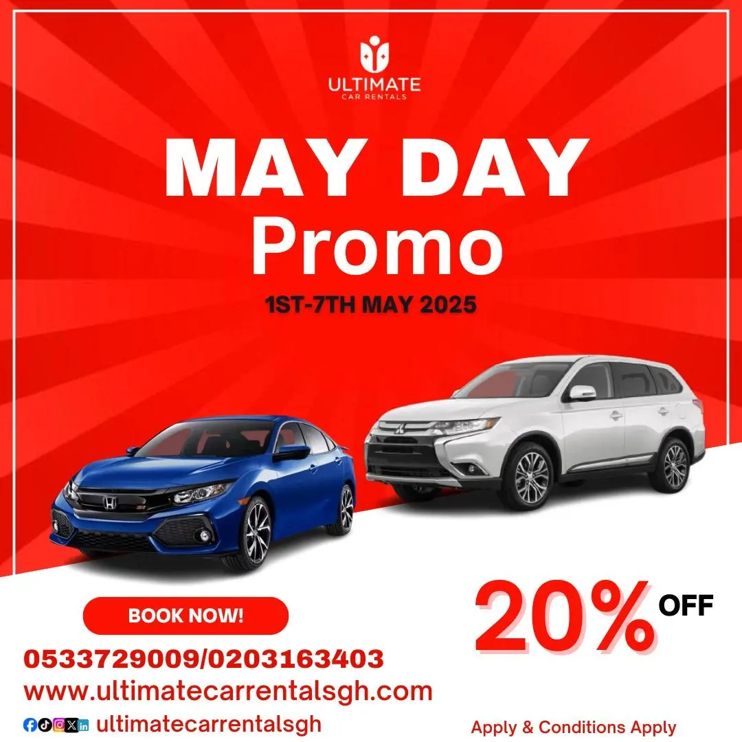 Ultimate Car Rentals Ghana Honors Workers with 20% Discount for Labour Day Week