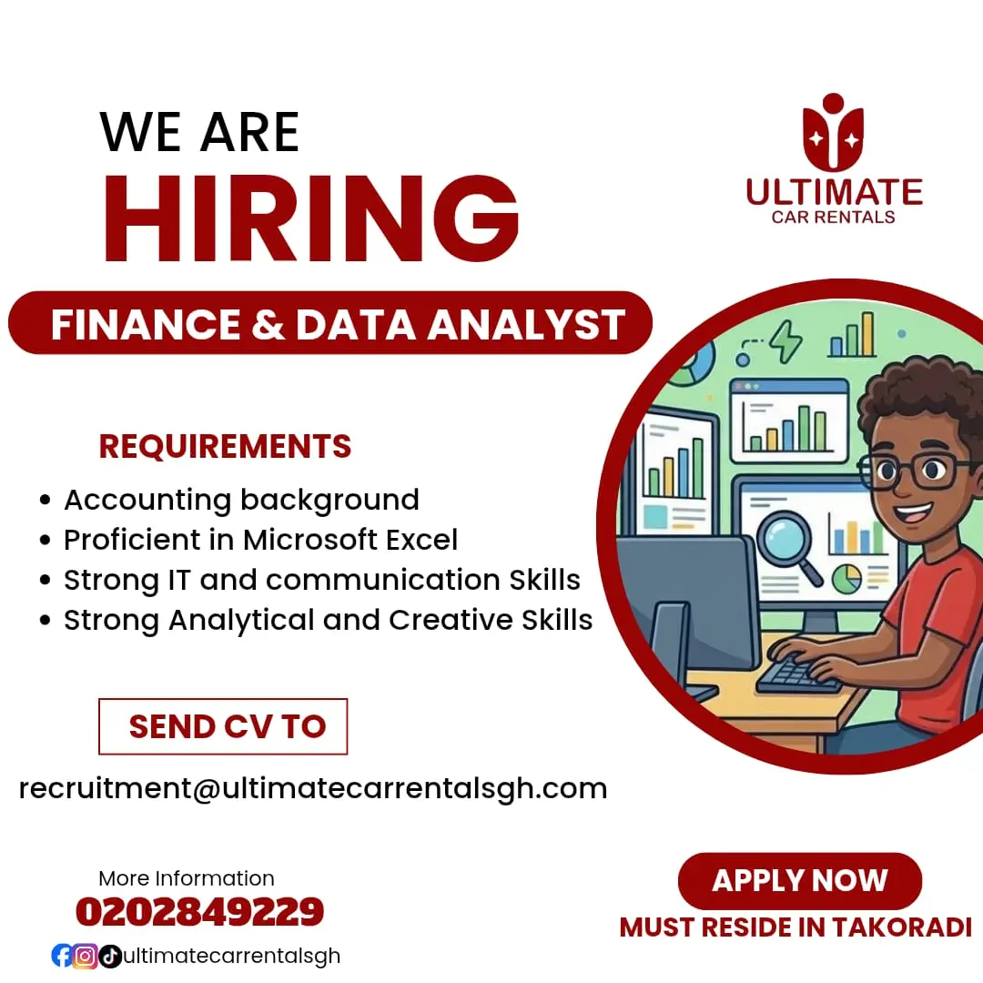 Ultimate Car Rentals Ghana Seeks Finance and Data Analyst