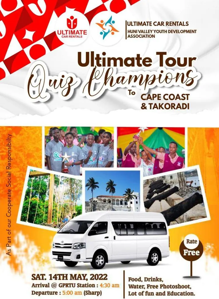Ultimate Tour Quiz Champions flyer for the Huni Valley educational tour