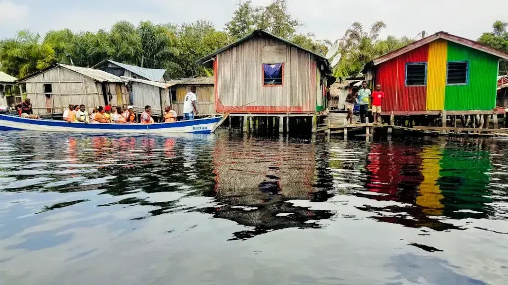 Nzulezu stilt village houses on Lake Amansuri