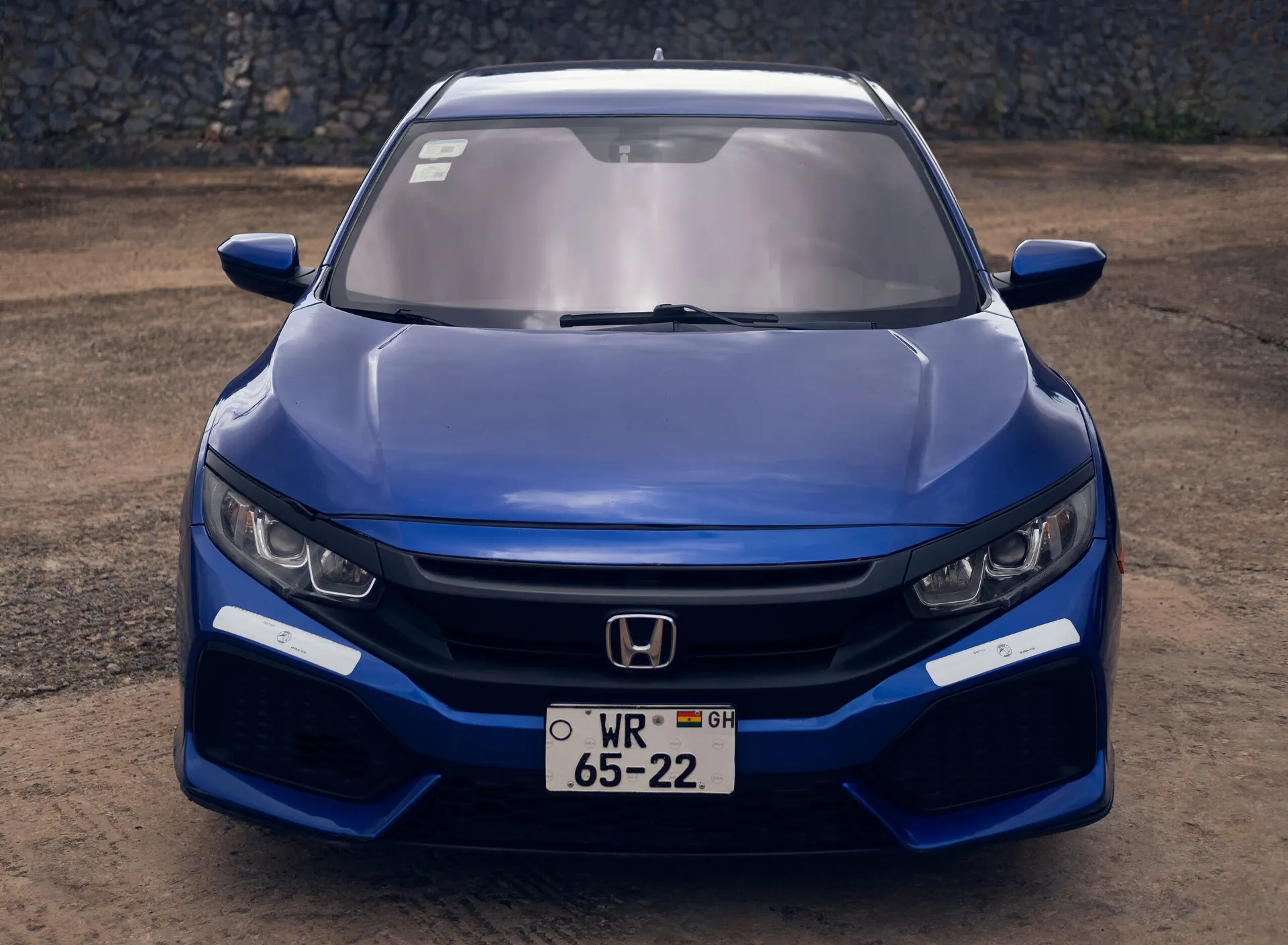 Blue Honda Civic front view